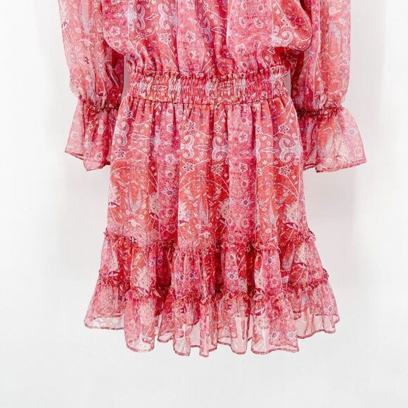 MISA Los Angeles Danae Dress Washed Rose Lilac Floral Off The Shoulder Mini - Picture 9 of 13